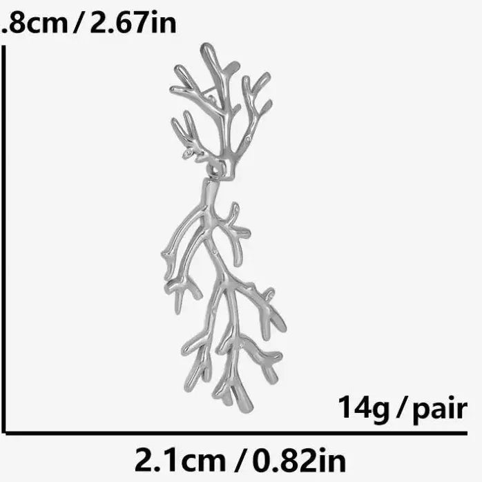 Stainless Steel Tree Branch Drop Earrings for Women Punk Tassel Jewelry Gift
