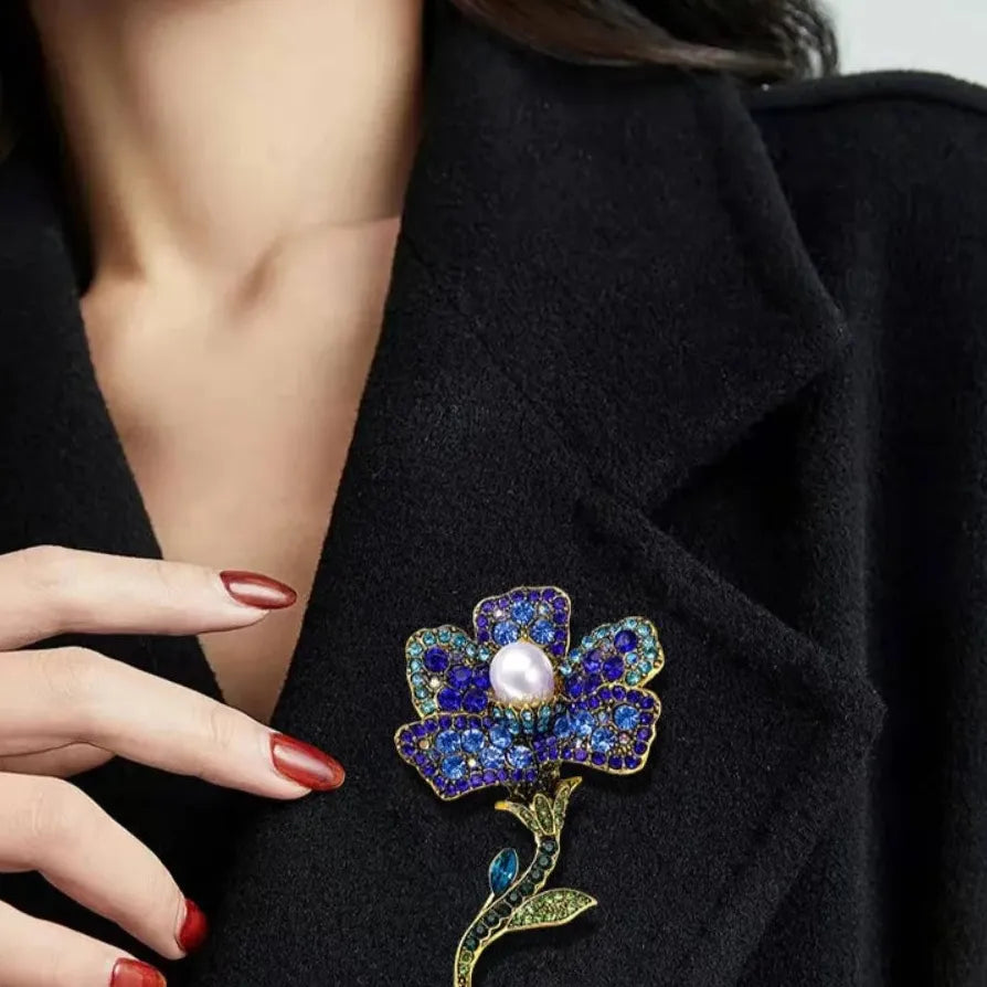 Classic Heavy Duty Flower Brooch Pin for Men and Women