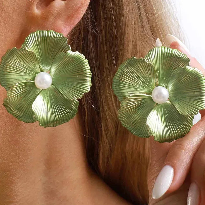 Colorful Floral Drop Earrings for Women Zinc Alloy Jewelry Gift