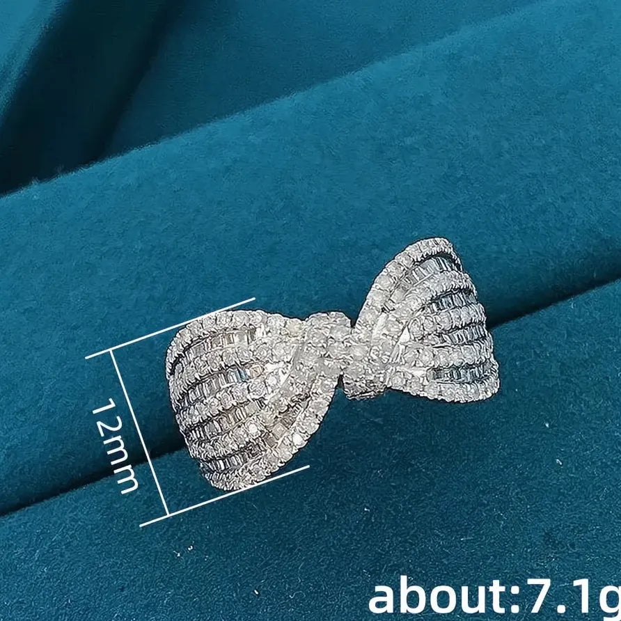 Brass CZ Eternity Wedding Band for Women with Elegant Bow Design
