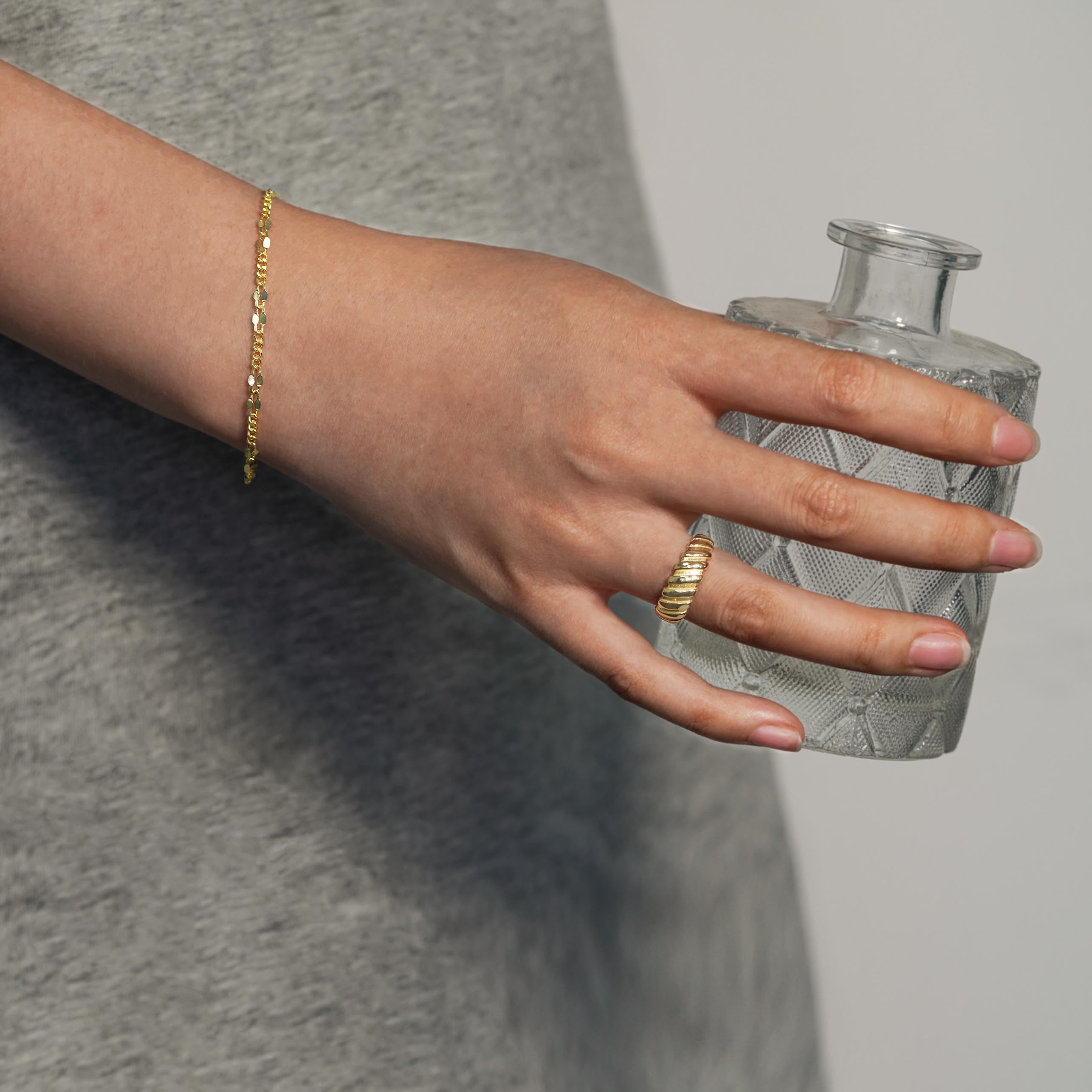 Fashion Golden Irregular Hollow Chain 925 Sterling Silver Bracelet