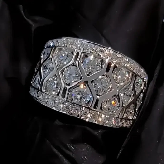 Women’s Geometric Cubic Zirconia Brass Wedding Engagement Ring