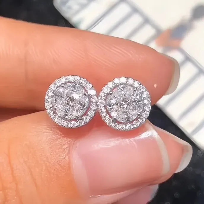 Classic Women's Stud Earrings Gold & Silver Color Cubic Zirconia Crystal Fashion Jewelry