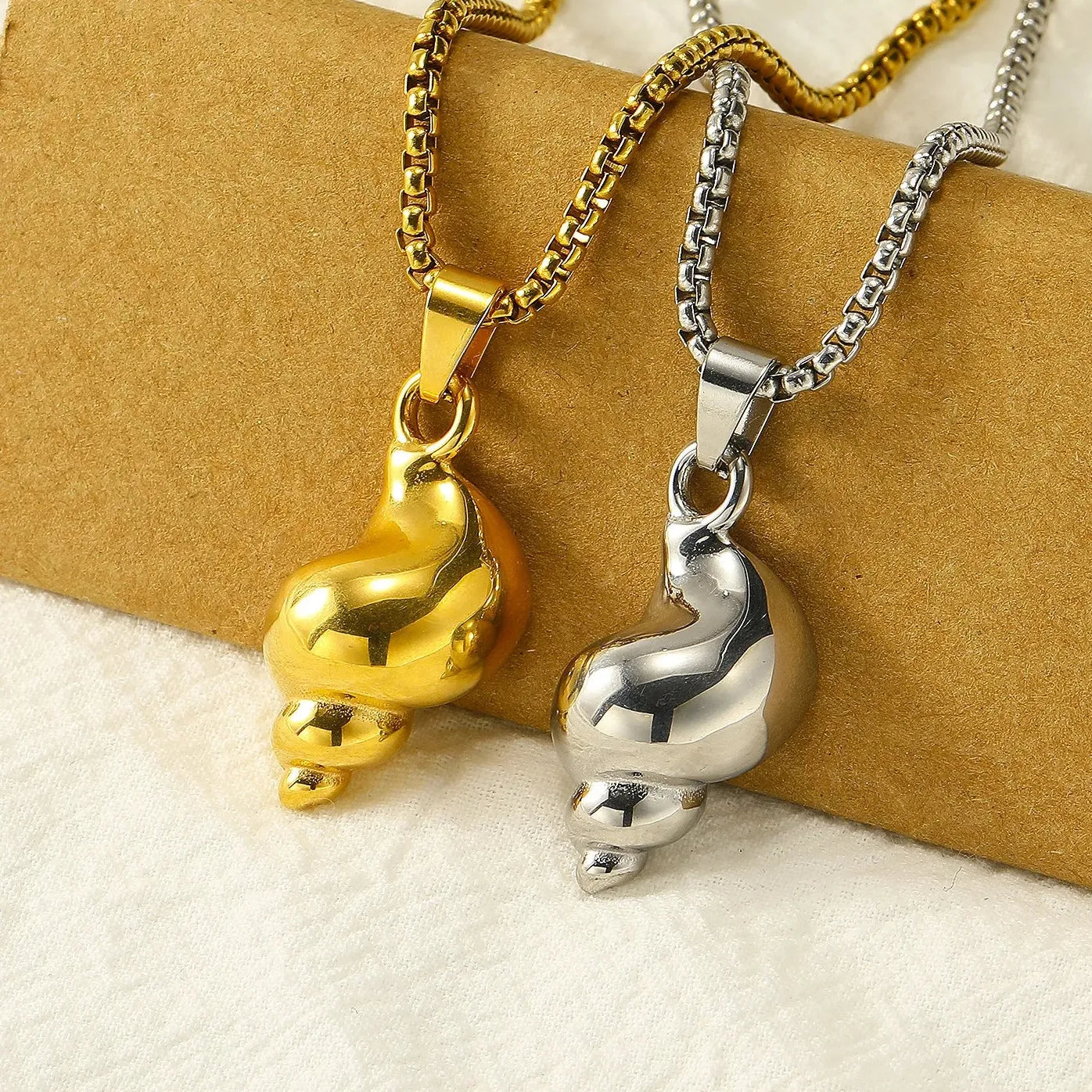 Stainless Steel Hiphop Rock Snail Shell Pendant Necklace Choker Gift Jewelry
