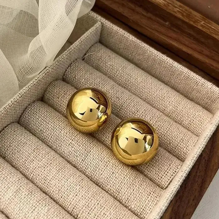 Simplicity Metal C-Shaped Round Stud Earrings for Women Fashion Jewelry Gift