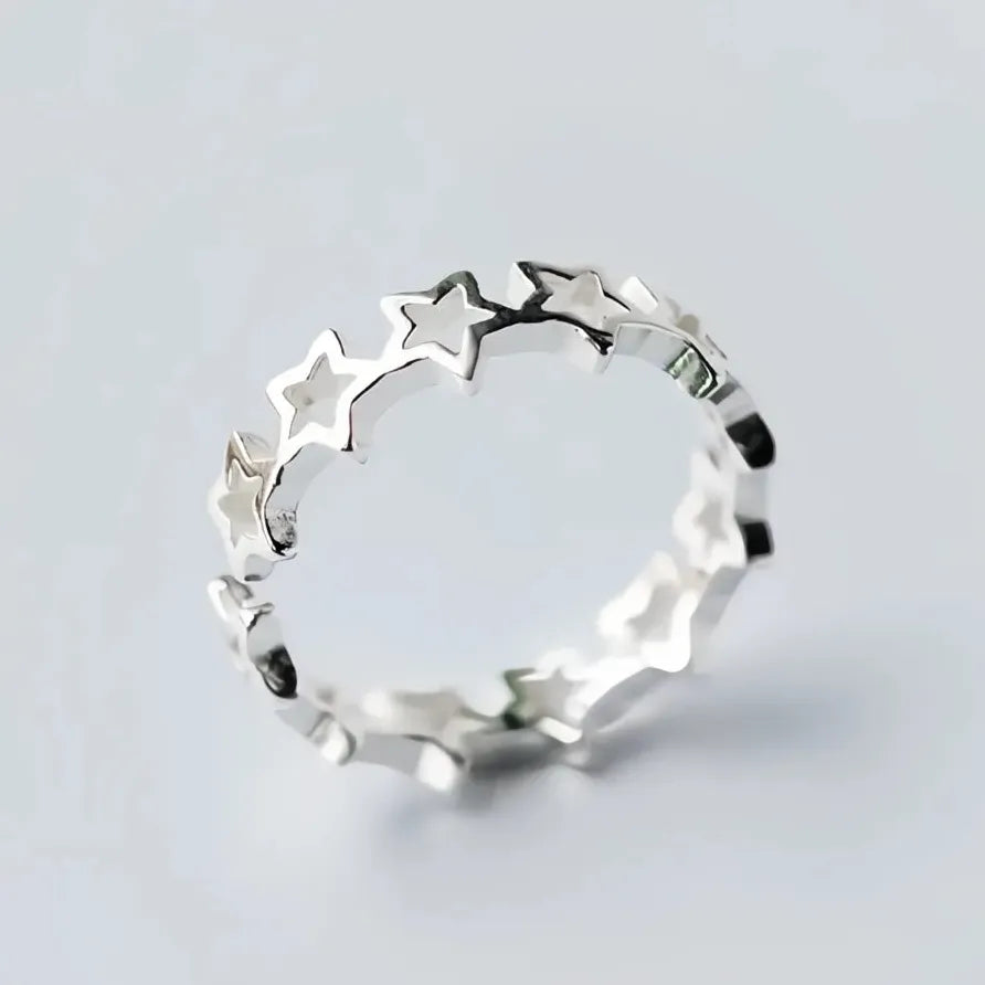 Trendy Minimalist Silver Star Open Ring for Women Fashion Jewelry