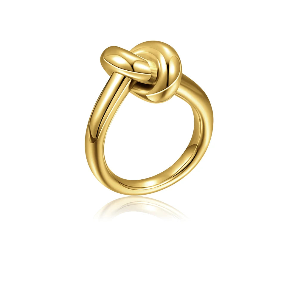 Stainless Steel Chunky Knot Ring for Women Multicolor Cubic Zirconia Wedding Jewelry