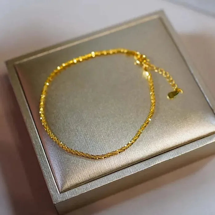 Gold Color Double Layer Adjustable Bracelet Women Beads Anklet Gift