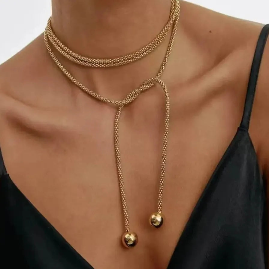 Stainless Steel Punk Geometric Round Ball Pendant Necklace Adjustable Unisex Jewelry