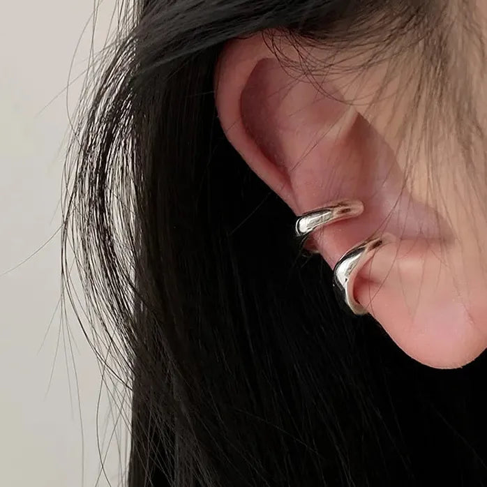 Unique Asymmetry Round Cartilage Metal Ear Clips Fake Piercing Gift Jewelry