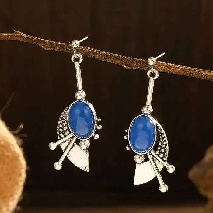 Vintage Bohemian Sapphire Drop Earrings for Women Zinc Alloy Jewelry