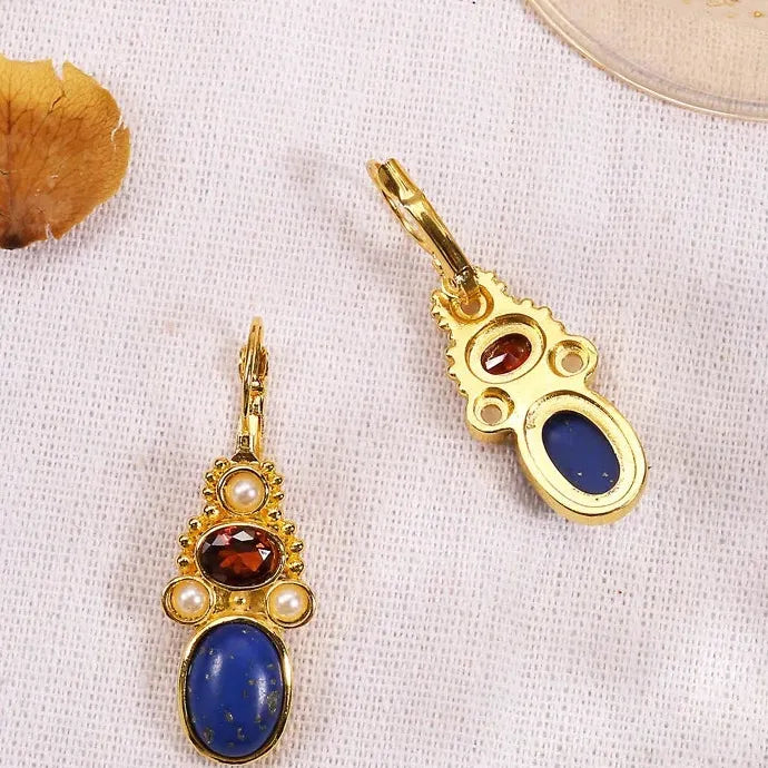 Vintage Drop Earrings Zinc Alloy Synthetic Gem Statement Jewelry for Women