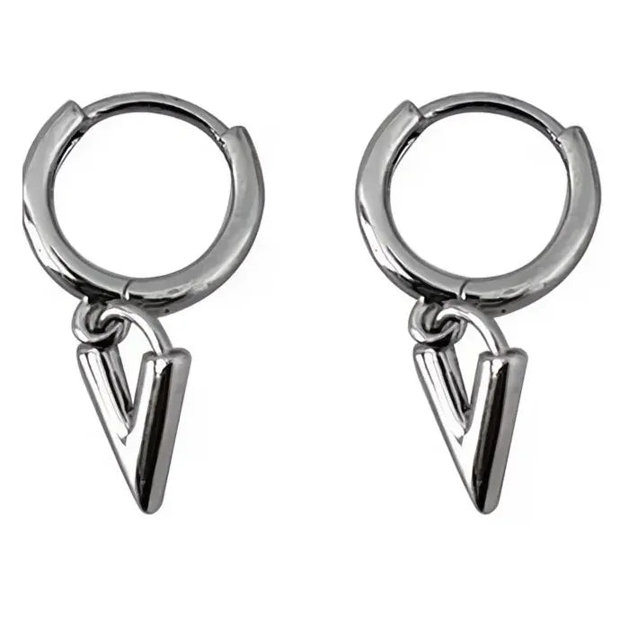 Elegant V-Shaped Geometric Drop Earrings for Women Silver Color Brass Alloy