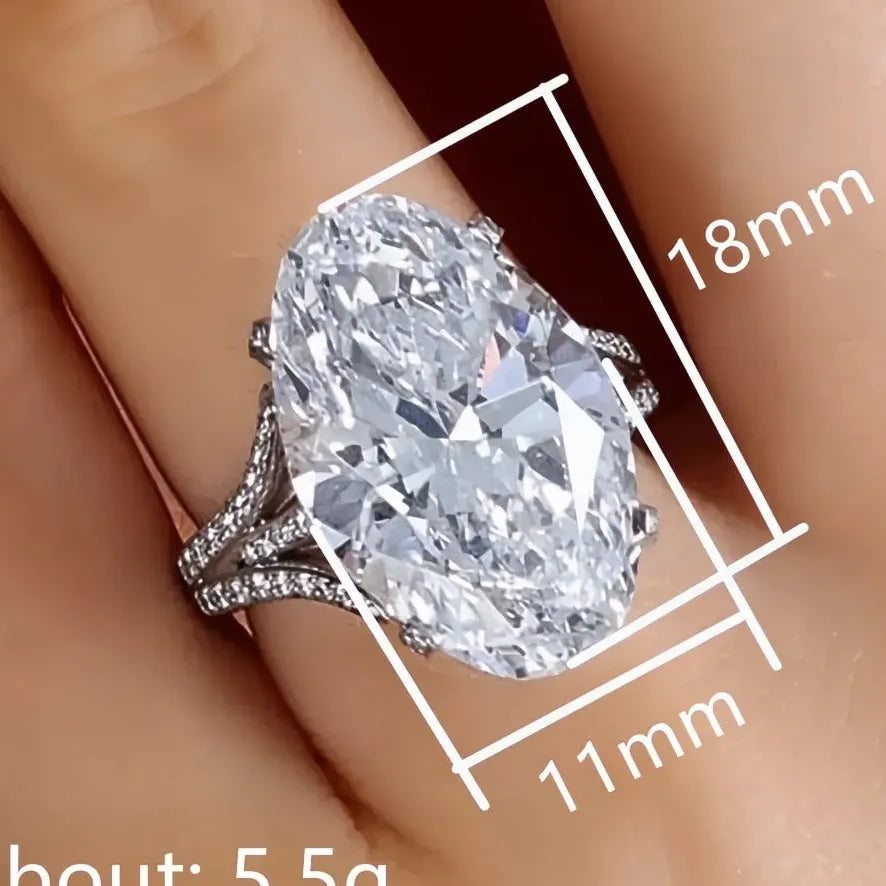 Big Crystal Oval Cubic Zirconia Wedding Ring for Women Silver Color Fashion Elegant Engagement Band Jewelry Gift