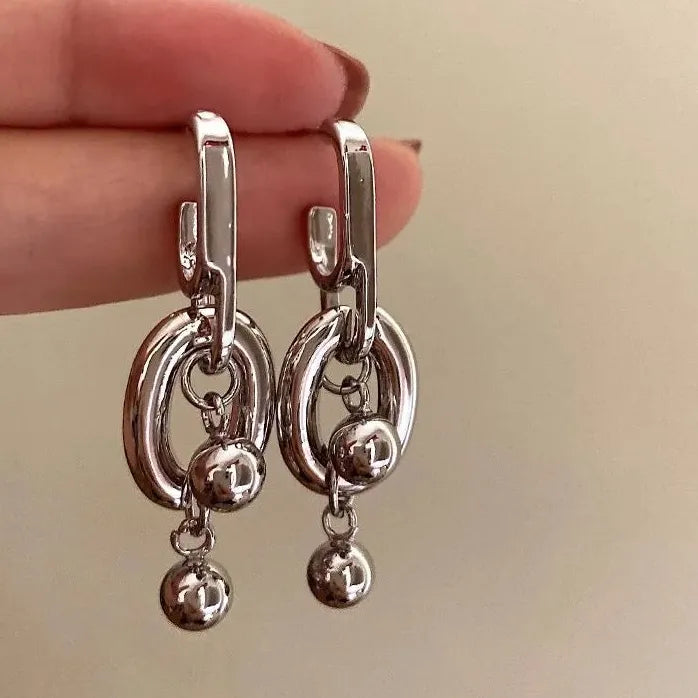 Irregular Geometric Metal Pendant Stud Earrings for Women Hip-Hop Rock