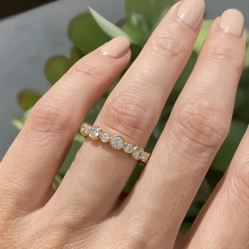 Trendy Round Cubic Zirconia Ring for Women Silver Gold Color Fashion Jewelry Daily Wear