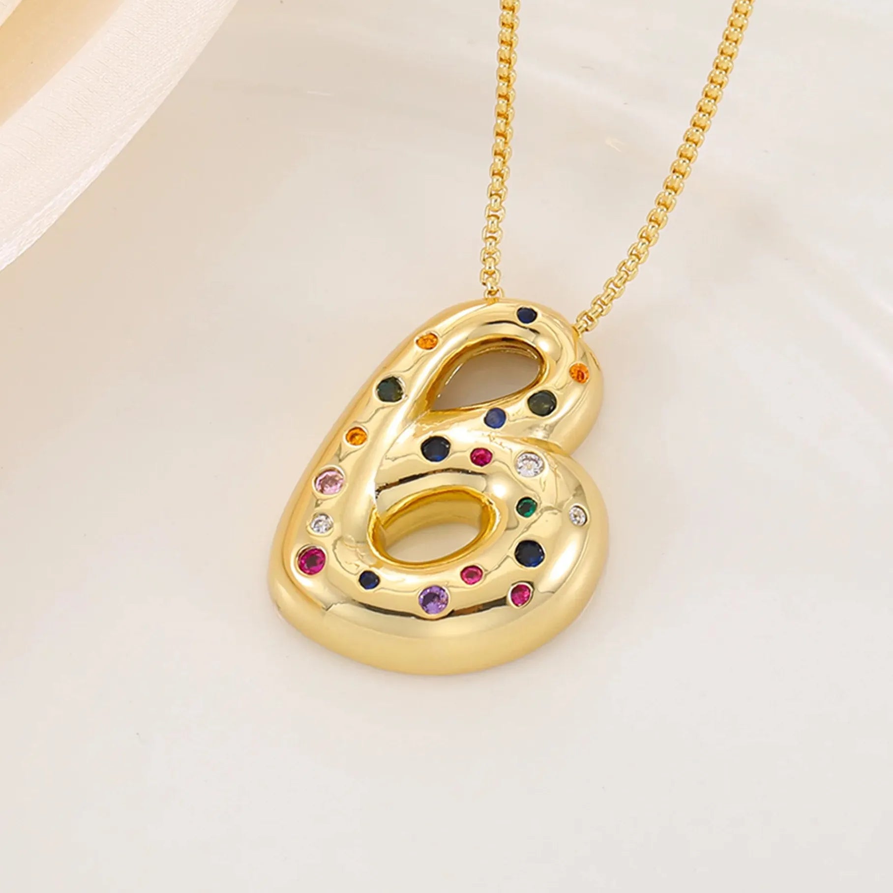18K Gold Plated A-Z Letter Pendant Necklace for Women Gift Cubic Zirconia