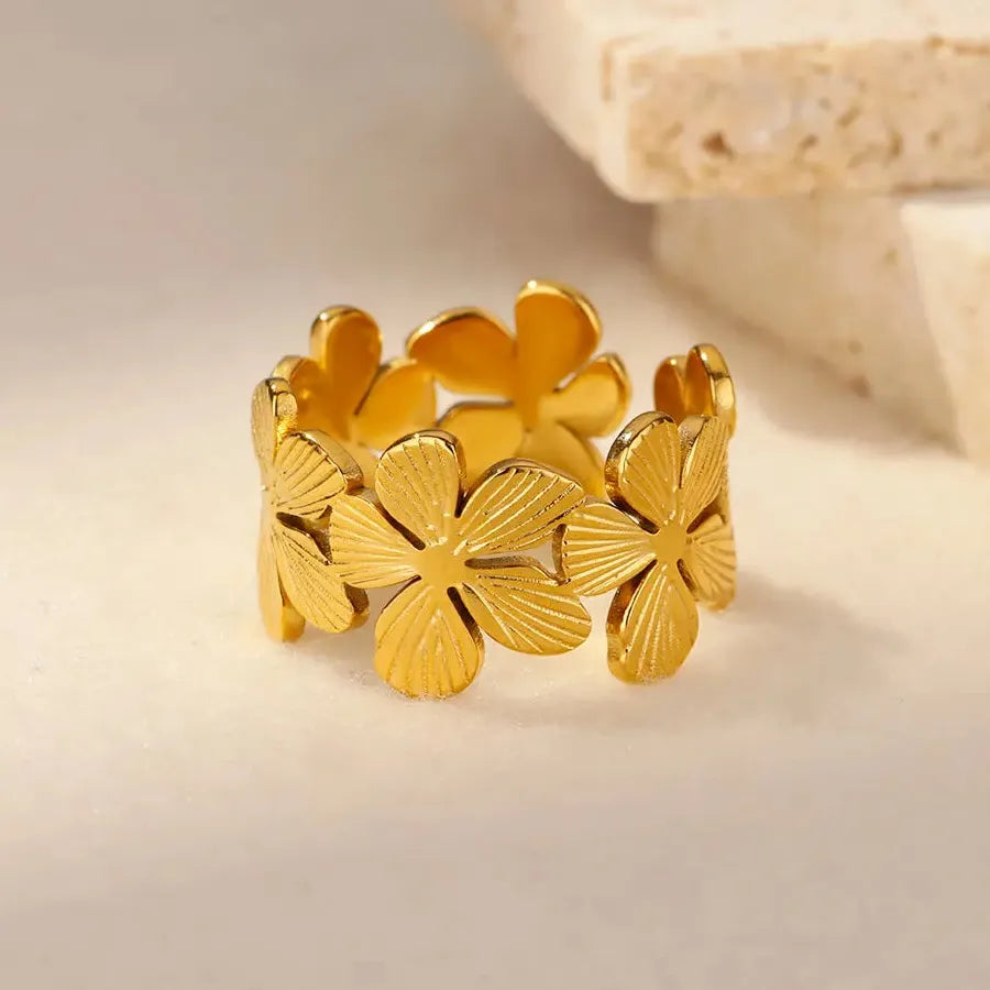 Gold Ginkgo Leaf Stainless Steel Ring Unisex Vintage Wedding Jewelry 2026