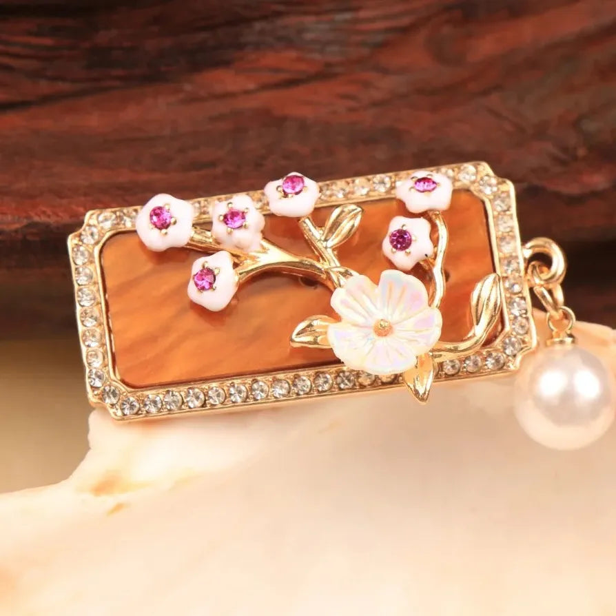 Classic Plum Blossom Brooch Chinese Floral Jewelry Gift for Women