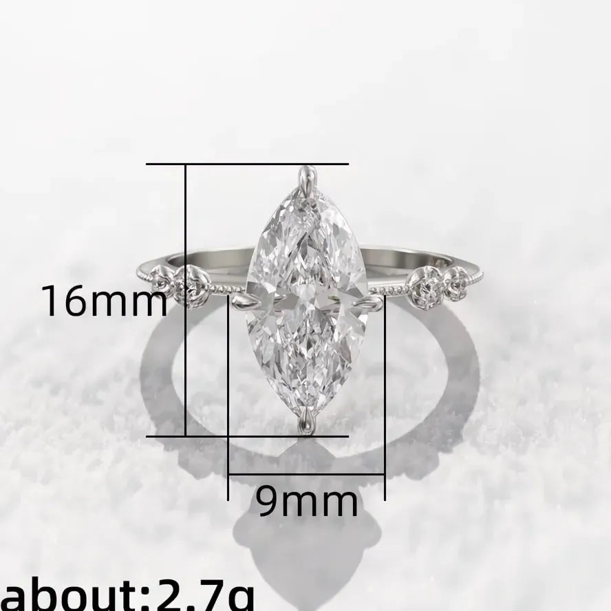 AAA Crystal Marquise Cubic Zirconia Thin Ring for Women Wedding Engagement Fashion Jewelry
