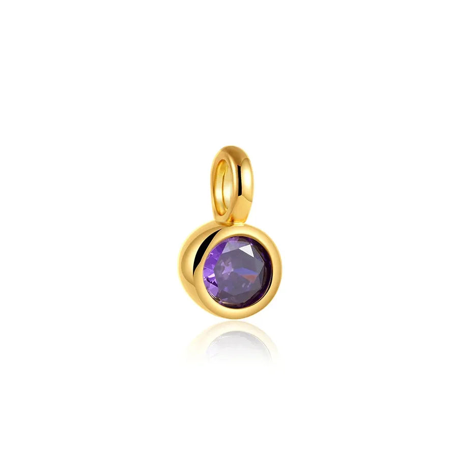 Multicolor Crystal 12 Month Birthstone Pendant Charm for Women Stainless Steel Gold Jewelry