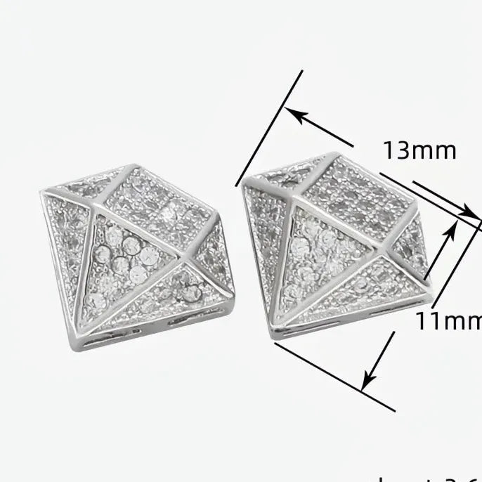 Silver Geometric Cubic Zirconia Stud Earrings for Women Party Wedding Jewelry