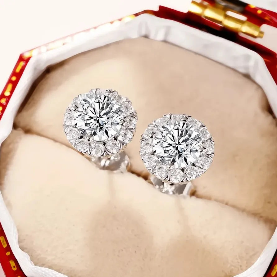 Elegant Classic AAA Cubic Zirconia Stud Earrings for Women Silver Jewelry