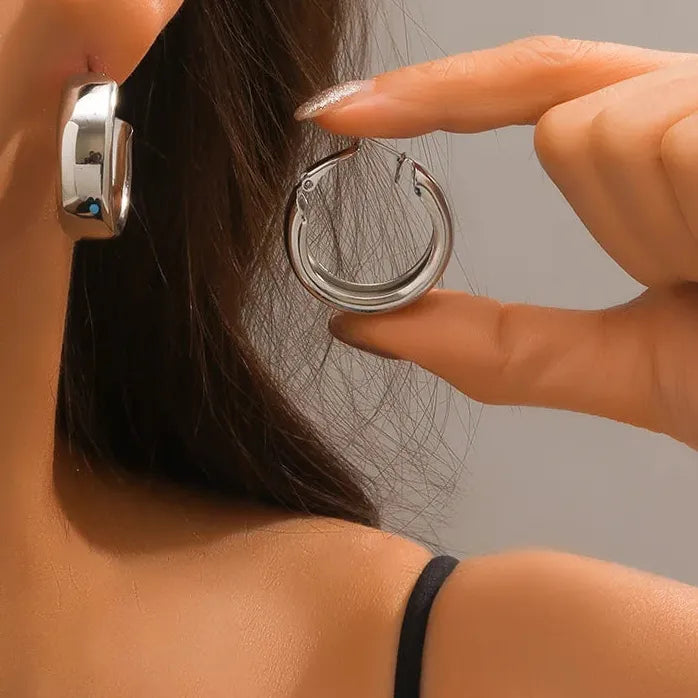 Vintage Multi-Layer C-Shape Drop Earrings for Women Goth Punk Jewelry Gift