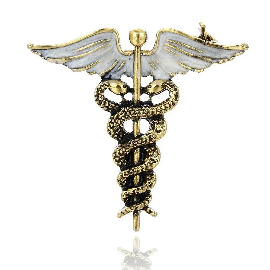Enamel Caduceus Medical Symbol Brooch Pin Doctor Nurse Gift