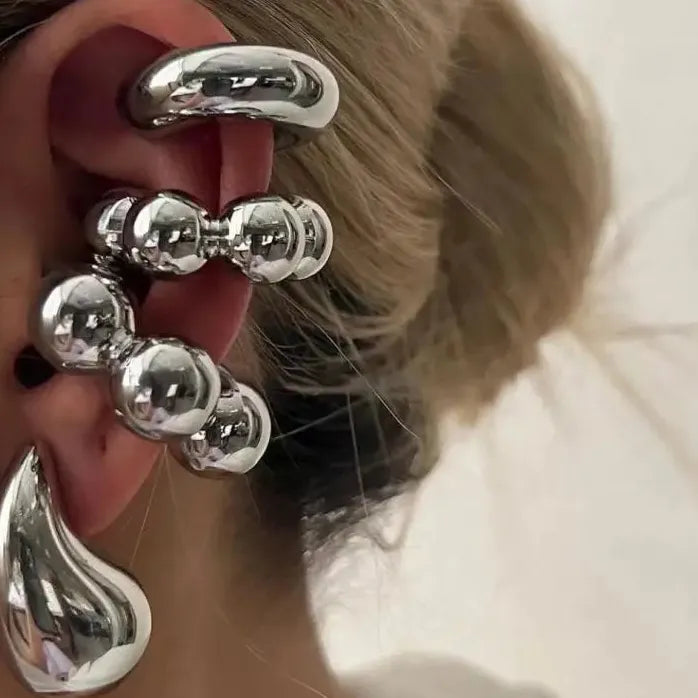 4Pc Vintage Geometric Clip Earrings Women Trendy C Shape Ear Cuff Jewelry
