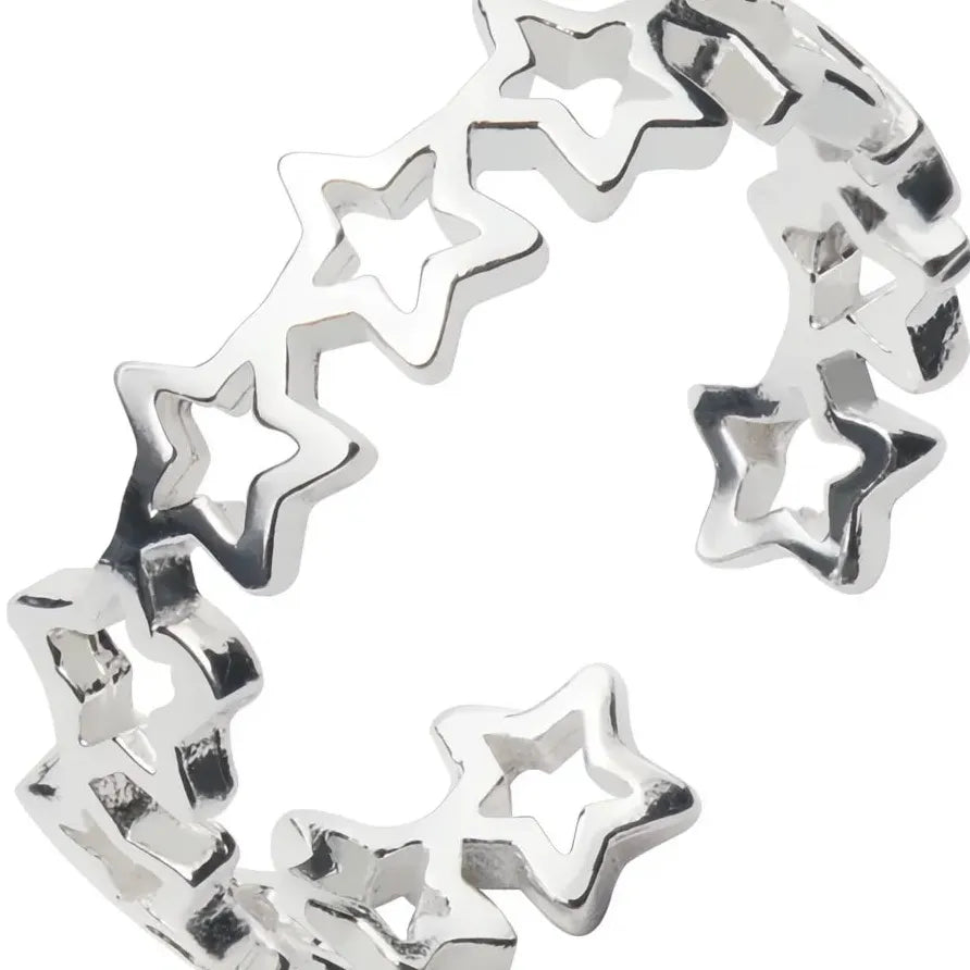 Trendy Minimalist Silver Star Open Ring for Women Fashion Jewelry