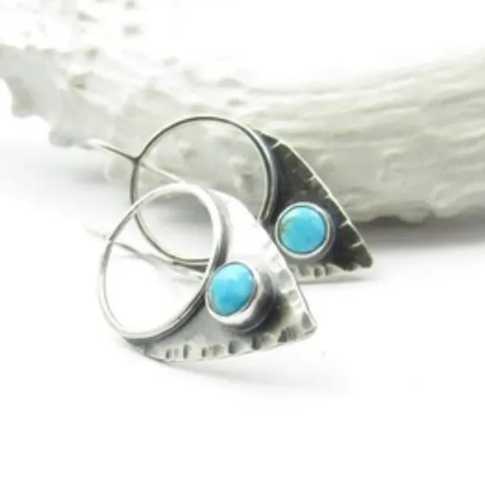 Vintage Blue Stone Drop Earrings for Women Zinc Alloy Pendant Jewelry Party Engagement