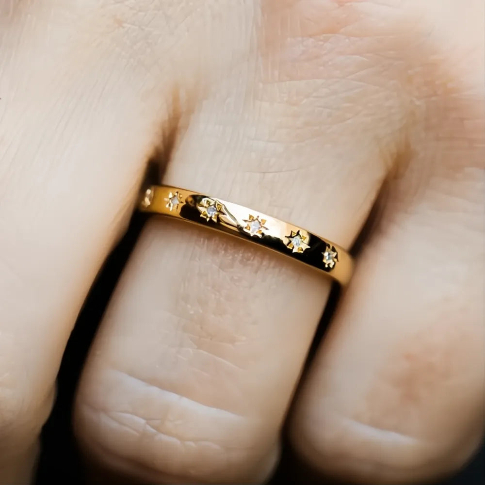 Minimalist Wedding Thin Rings for Women Cubic Zirconia Brass Gold & Silver Engagement Bands