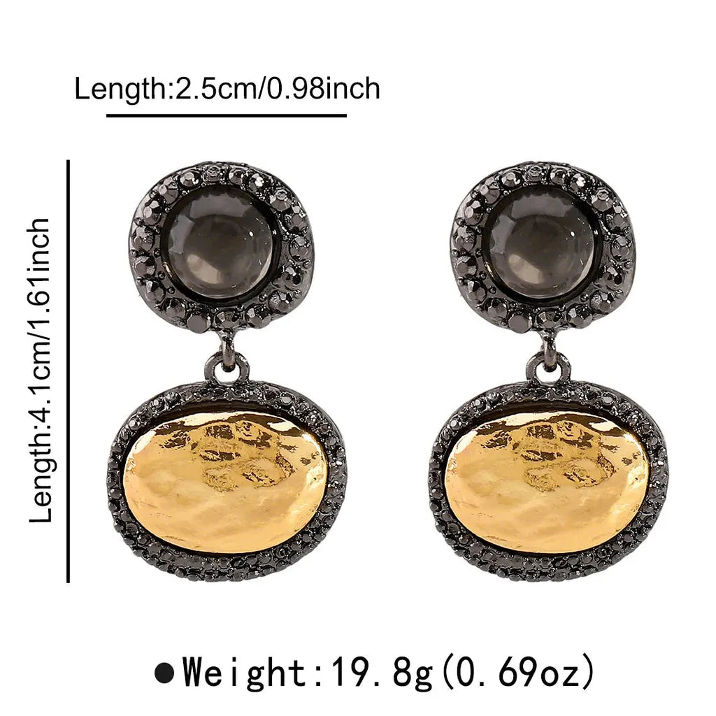 Vintage Geometric Double-Layer Round Drop Earrings for Women Stylish Jewelry
