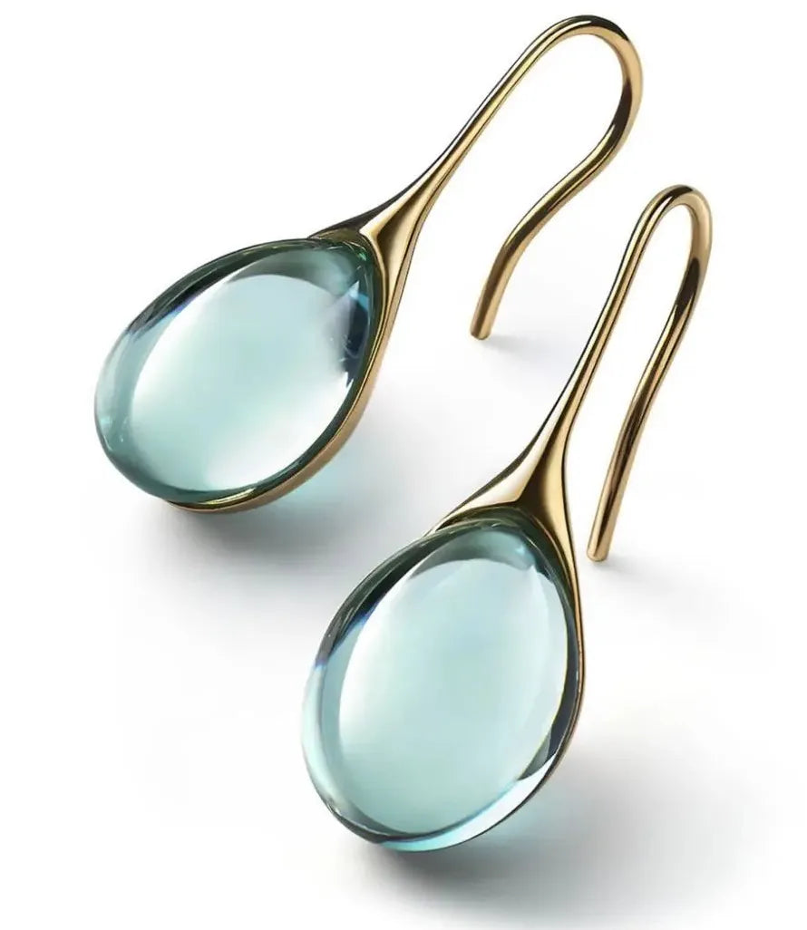 Gold Crystal Hook Dangle Earrings Natural Stone Drop Jewelry for Women Wedding