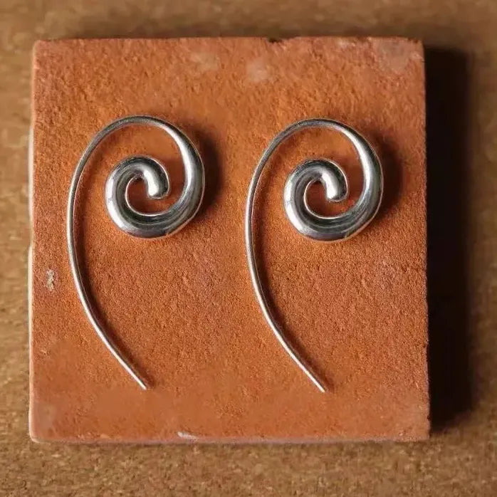 Minimalist Copper Geometric Stud Earrings Unisex Modern Spiral Jewelry