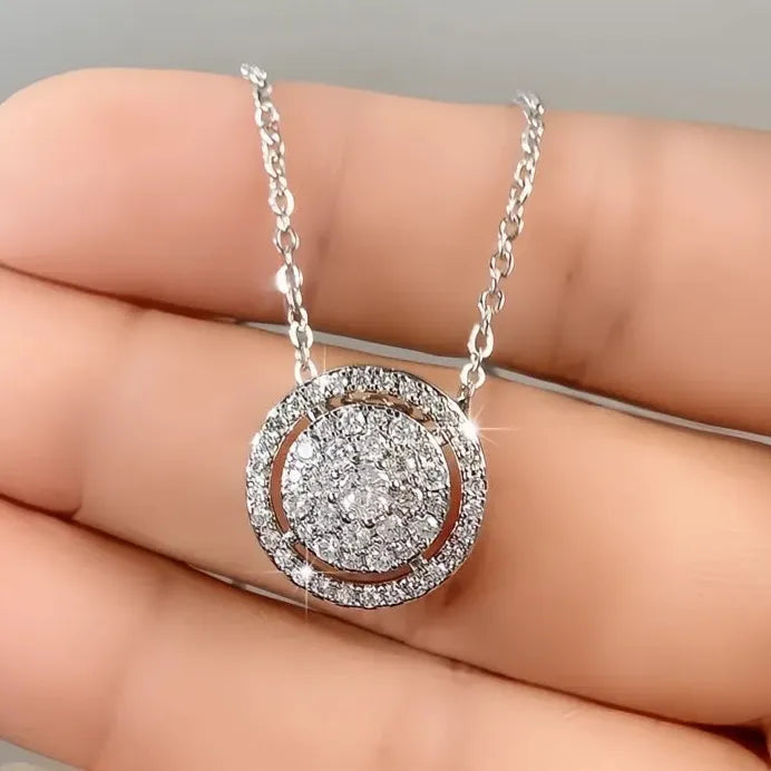 Elegant Cubic Zirconia Pendant Necklace Silver Chain Wedding Jewelry Gift