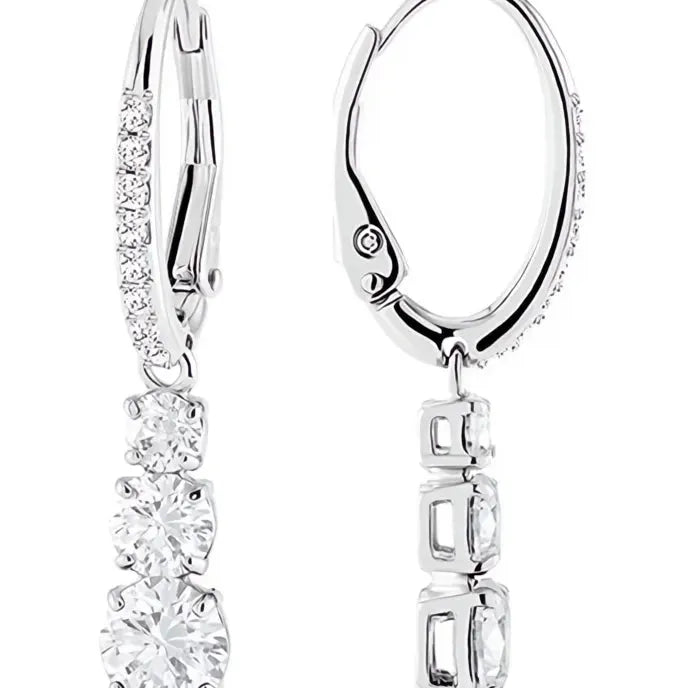 Elegant Silver Cubic Zirconia Geometric Drop Earrings for Women Engagement Jewelry Gifts