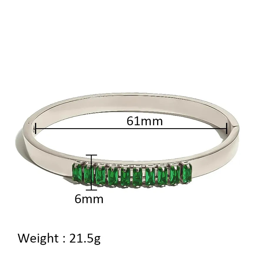 Waterproof Stainless Steel Multicolor Crystal Zirconia CZ Bangle Bracelet Women