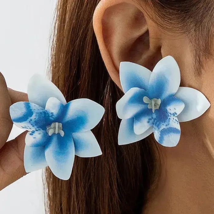 Bohemian Vintage Plant Motif Cotton Stud Earrings for Women Girls Fashion Jewelry