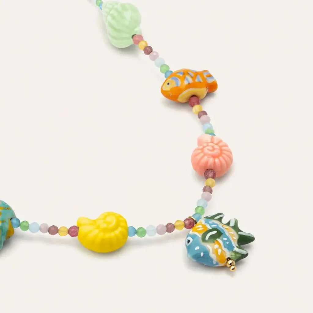 Ocean Series Conch Small Fish Shell Necklace Women Girls Handmade Beaded Choker