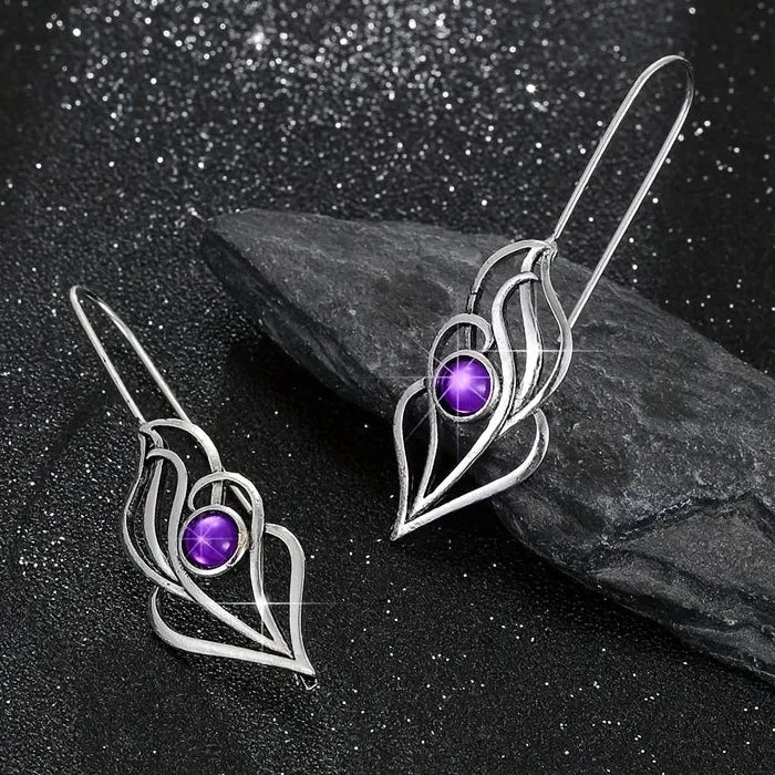 Retro Fashion Women's Purple Gemstone Drop Earrings Zinc Alloy Jewelry Gift