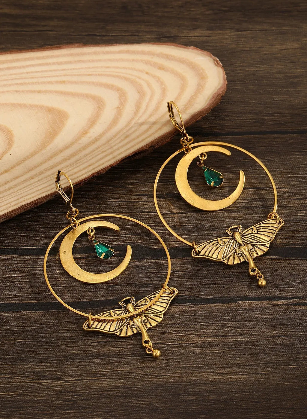 Bohemian Moon Moth Zinc Alloy Earrings for Women, Fashion Jewelry Gift
