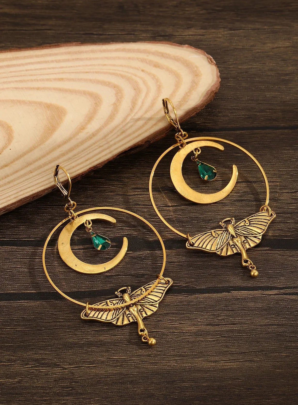 Bohemian Moon Moth Zinc Alloy Earrings for Women, Fashion Jewelry Gift