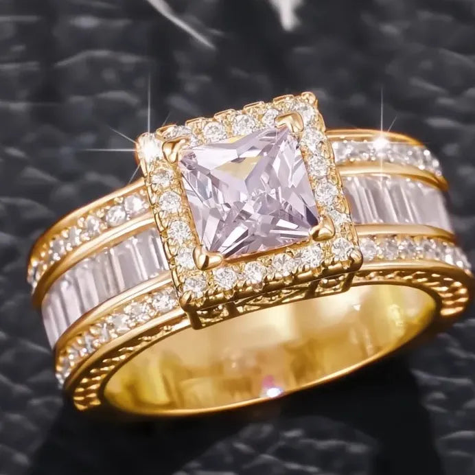 Classic Square Princess Cubic Zirconia Women’s Engagement Wedding Band