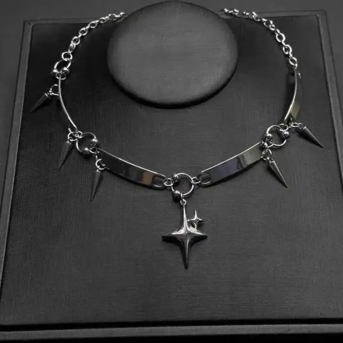 Hiphop Punk Star Pendant Necklace Men Women Gothic Y2K Rock Jewelry