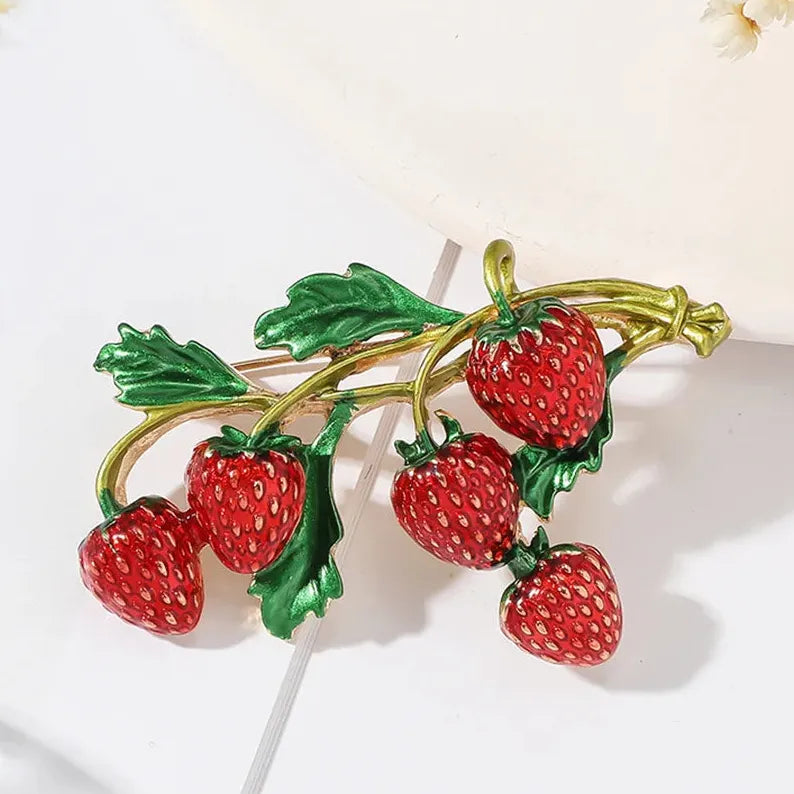 Luxury Strawberry Brooch Classic Holiday Gift for Men & Women
