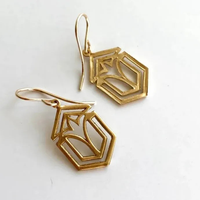 Fashionable Hollow Geometric Pendant Earrings Zinc Alloy for Women