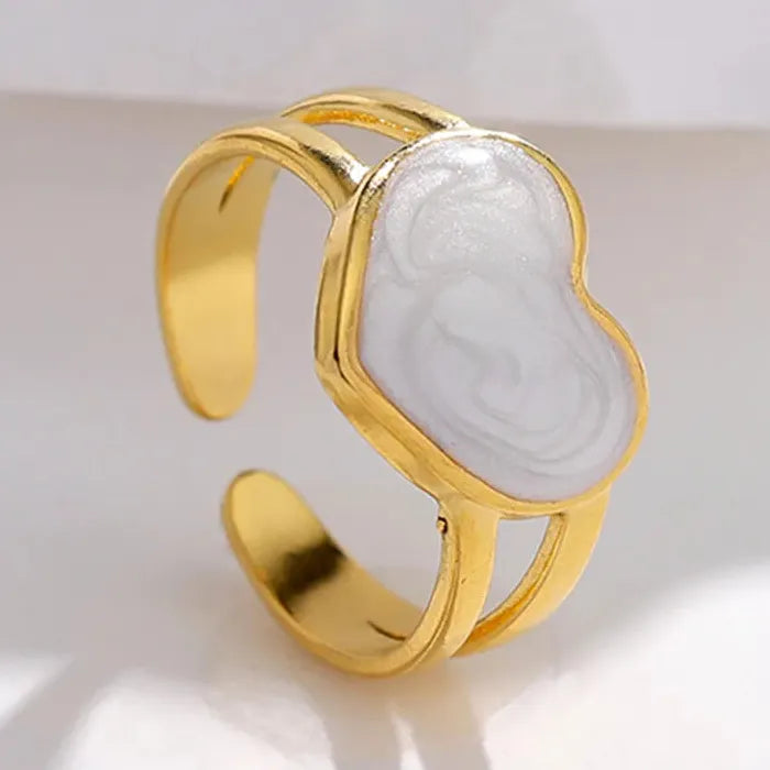 Adjustable Vintage White Dripping Oil Geometric Ring for Women 2023 Trendy Jewelry