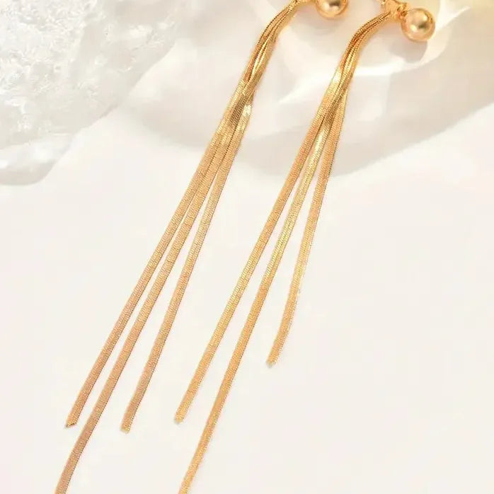 Bohemia Metallic Long Tassel Butterfly Dangle Earrings for Women Jewelry Gift